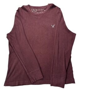 American Eagle Y2K Vintage Fit Men's‎ Top XL Chocolate Brown Long Sleeve Casual